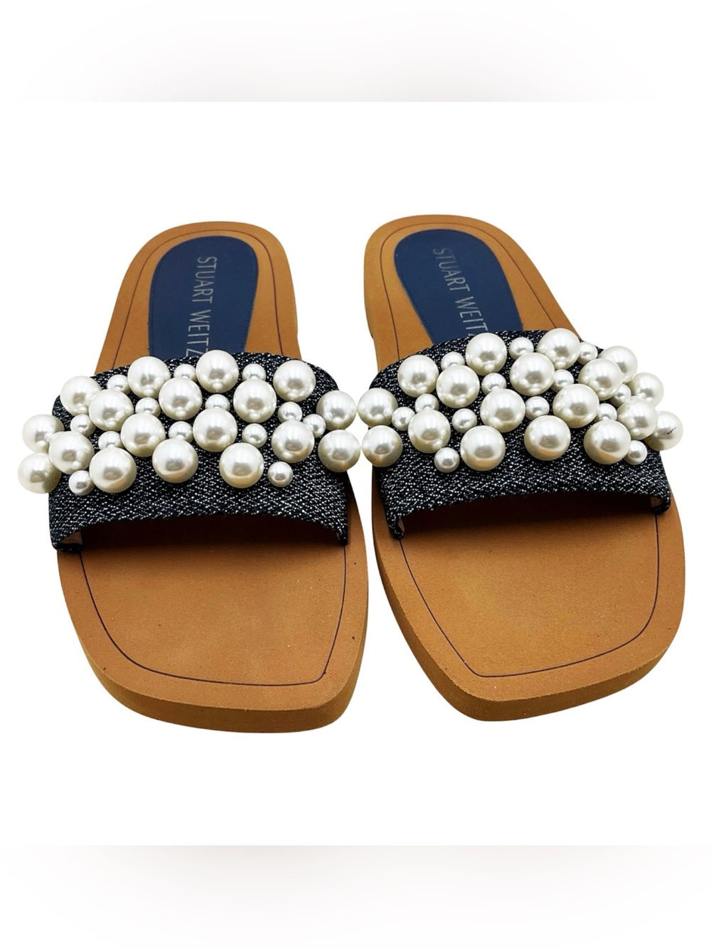 {Stuart Weitzman} Goldie Imitation Pearl Slides